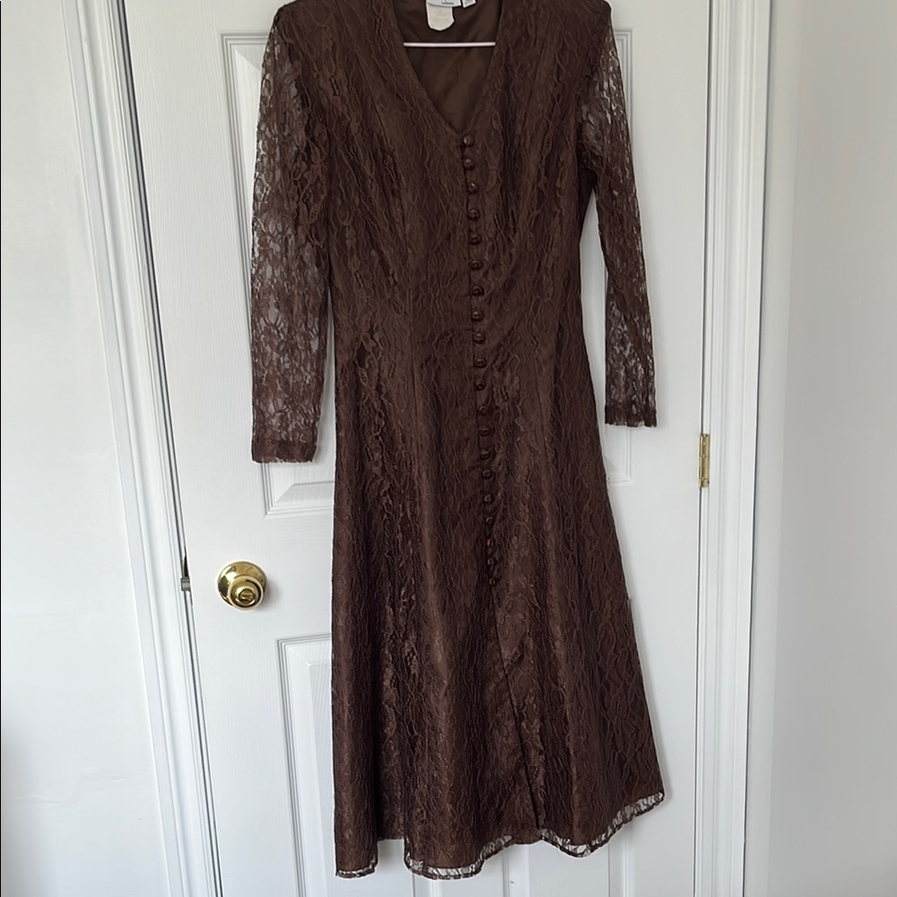 Vintage dress. Elegant Brown Lace Dress